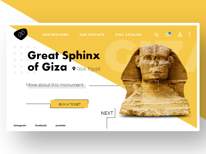 Great Sphinx of Giza ecommerce shop ticketin giza sphinx flatdesign logo webdesign prototyping homepage design ux ui desktop product design