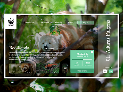 WWF Red Panda animals design desktop green prototyping ui ux web webdesign wwf