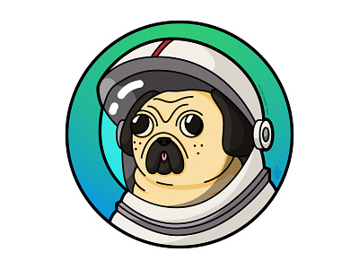 Astronaut pug portrait dog illustration illustrator portrait pug vector