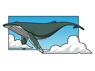 Flying whale illustration blue whale cloud clouds fly flying whale illustration illustrator vector whale