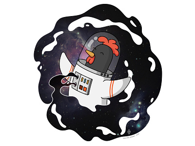 Space chicken illustration