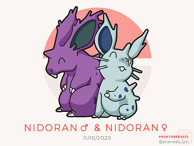 Nidoran male and female - Poktober 2020 design draw drawing eleven eleventh female illustration illustrator male nidoran nidoran female nidoran male october octobre onze pokemon pokemon art poktober poktober2020 vector