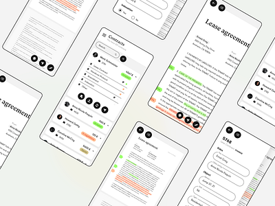 Contract Manager, Mobile screens - concept design