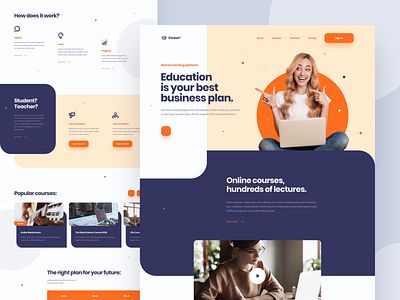 Online Courses - landing page colors desktop edtech education graphic design home page icons landing page learning online courses photos pricing school web app web design website