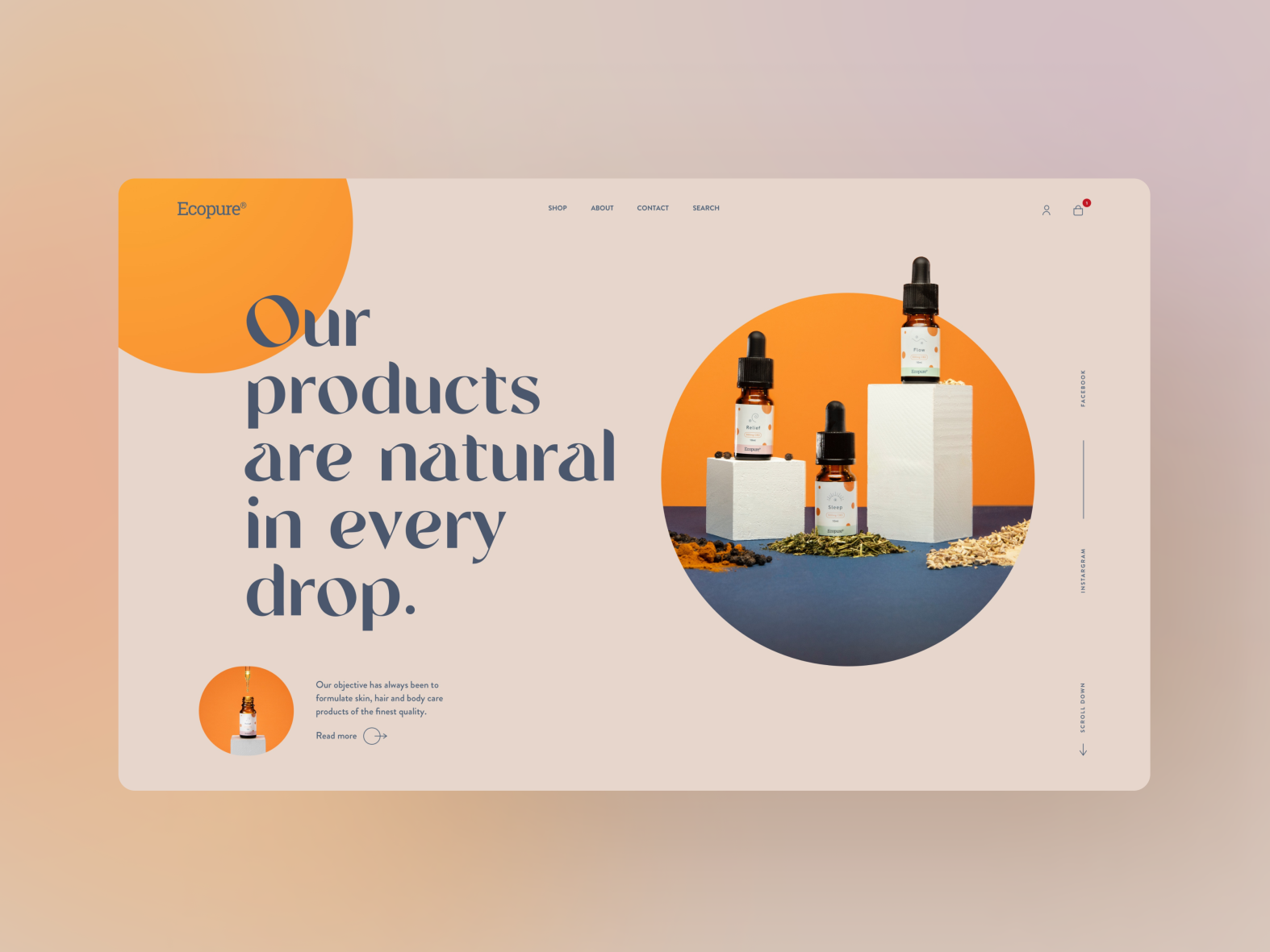 Natural Cosmetics - landing page concept by Merixstudio on Dribbble