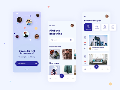 Buy, sell & rent - mobile app concept apartments buy categories clothes design home page mobile app mobile design rent sell social app splash screen swipe ui ux