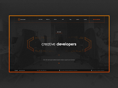 Merixstudio - website - homepage canvas dark neon orange photoshop technology web design