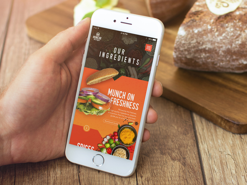 Munchr Burger iPhone Interface by Christopher Muñoz on Dribbble