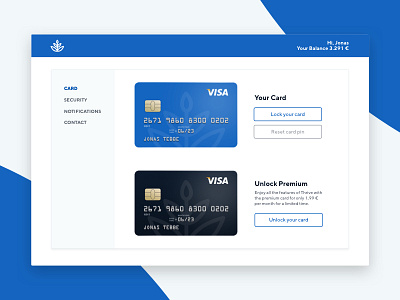 Daily UI #007 - Settings 007 banking challenge creditcard dailyui fintech settings