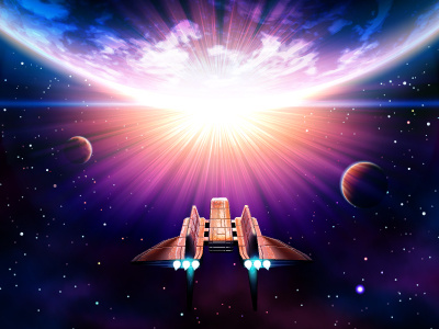 Space Travel outer space planet space travel spaceship sun vector