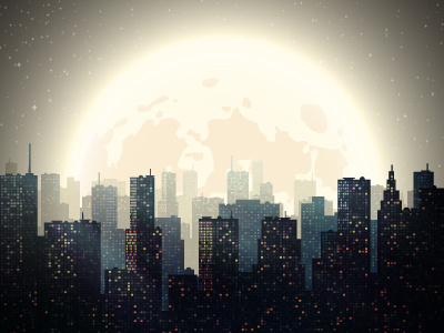Night City city design illustration landscape moon night skyscrapers vector