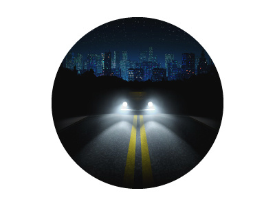 Night Road car city hight light road vector
