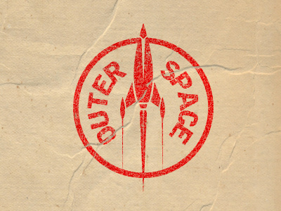 Outer Space Stamp paper red rocket space stamp