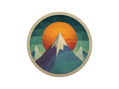 Abstract Mountain Landscape of Triangles design green illustration landscape logo mountain mountains orange retro sun triangles vector