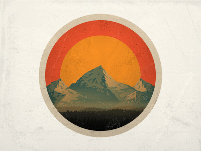 Mountain Landscape branding forest illustration landscape logo mist mountain mountains sun sunset trees vector