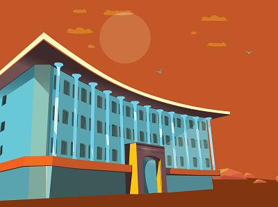 bahria university building architecture art direction artwork design flat illustration lines minimal shapes vector