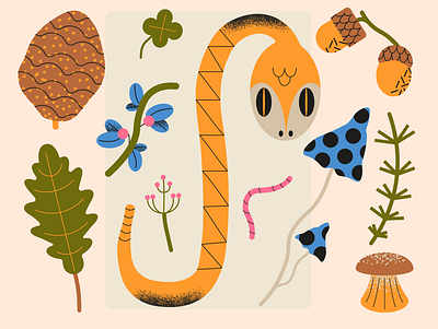 Forest kit art artwork design digitalillustration forest illustration illustrator plants poster snake uiillustration vector