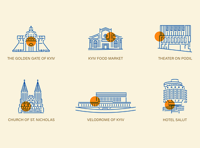 Kyiv Icons architecture art artwork design icon illustration illustrator logo ui uiillustration vector