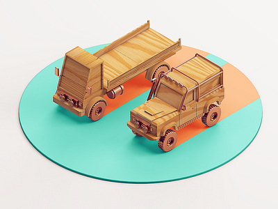 Wooden cars 3d c4d car cgi cinema 4d colombia color design illustration rendering