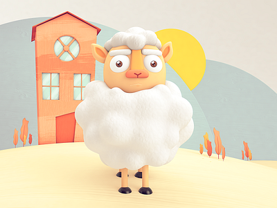 White Sheep 3d 3dillustration c4d cgi character cinema 4d color design illustration rendering sheep