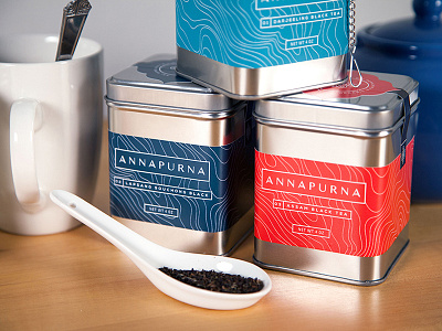 Annapurna Tea Packaging annapurna branding himalayas identity labels mountains packaging photography product photography tea vinyl