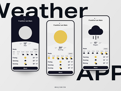 Weather App app clouds interface product rain sun ui uichallenge weather weather app