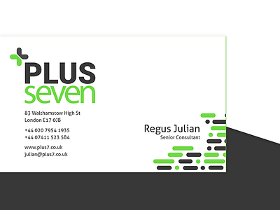 Plus Seven Business Card Design branding businesscard card construction green identity