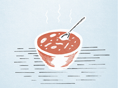Soup food handmade illustration soup spoon