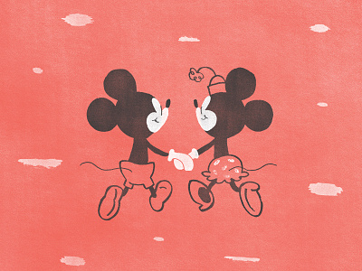 Best Friends disney handmade illustration love mickey minnie mouse