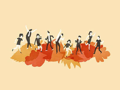 Fall Party autumn dancing fall handmade illustration party