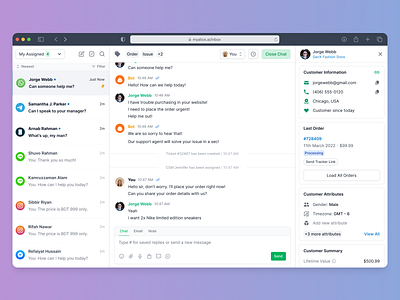 MyAlice Multichannel Inbox Redesign business manager chat chatbox customer details customer support design ecommerce facebook figma helpdesk inbox livechat meta multichannel order saas shopify ui web whatsapp