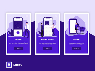 Snapy app onboarding app branding design icon illustration mobile app mobile app design mockup typography ui ux vector visual design