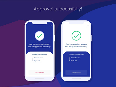 Approval successfully approval branding corporate design message mobile app mockup success travel app trip ui ux visual design