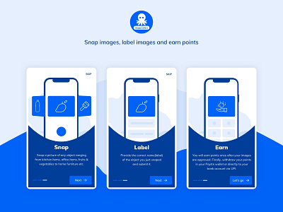 Snapy collect onboarding screen app earn money earn point icon illustration label image mobile app mockup onboarding screen snap image ui ux visual design