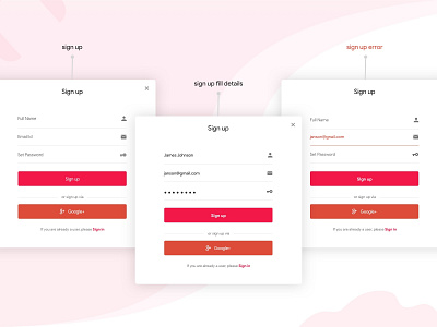 Sign up, Sign up error design mobile app mockup sign in sign up error sign up form ui ux visual design web web sign up