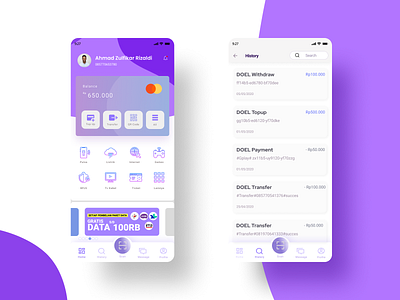E-Wallet Design App Exploration android bank app blue clean dailyui e wallet ios money app purple transaction uidesign uiux uxdesign wallet app