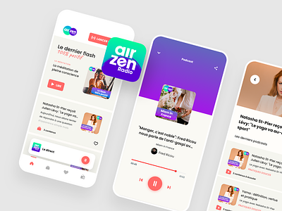 AirZen App (radio app) 🎙 animation app apple branding design graphic design interface ios iphone ui ux