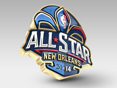 2014 NBA All-Star Logo 3d all star fleur de lis logo nba new orleans skull star