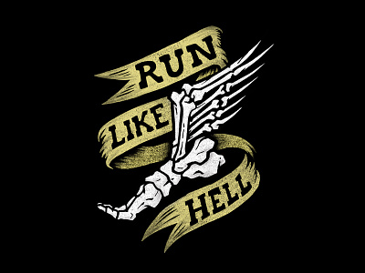 Run Like Hell bone bones foot graphic hell reebok running track typography winged wings