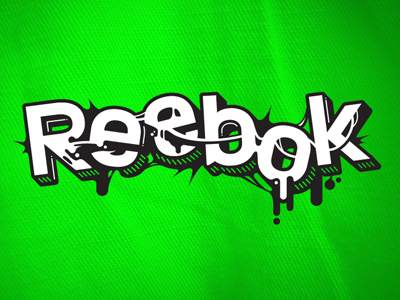 Reebok custom drips lettering logo san serif skate typography wordmark