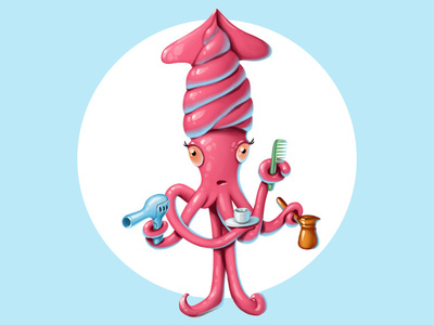 Squiddy Sea Guy Illustration 2d 2d art 2d character aquarell calendar cartoon cartoon character design digital illustration first shot illustraion illustration illustrator sea sea creature squid