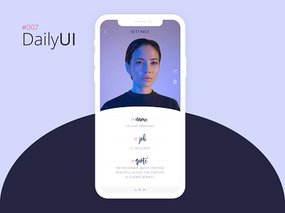 #007 Daily UI Challenge - Settings 007 app design daily 100 challenge daily ui daily ui 007 daily ui challenge design mobile app design paris settings ui design