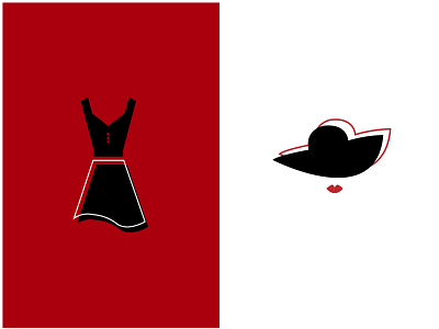 IconDressReLlips black dress hat illustration illustrator paris red trainings ui vector