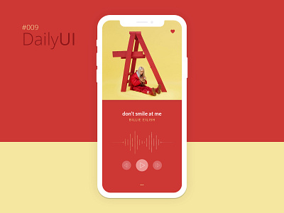 #009 Daily UI Challenge - Music Player 009 app design daily 100 challenge daily ui daily ui 009 daily ui challenge design mobile app design music player ui paris red red and yellow ui ui design