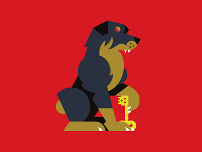 Hell Hound beeteeth dog icon key rottweiler shapes vector
