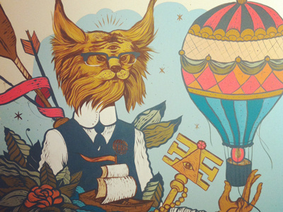Bobcat balloon beeteeth bobcat illustration mural owen jones portland