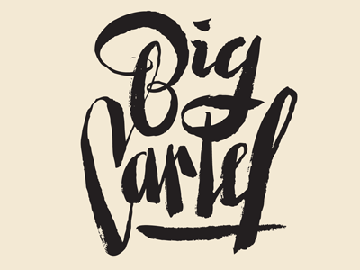 Bag Cartel beeteeth big cartel brushed holler ink lettering script type
