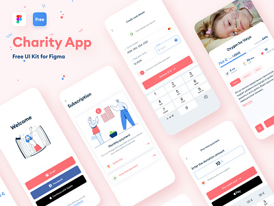 Charity App amount charity clean community creditcard crowdfunding donate figma free illustration ios minimal mobile mobile app payment social subscription ui ui kit ux
