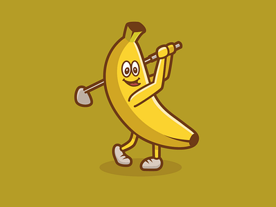 Banana Golfer club driver golf illustration logo swing