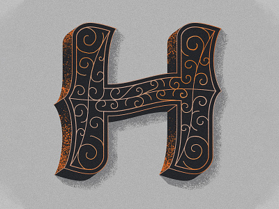 36 Days of Type - H 36 days of type 36days 36daysoftype 36daysoftype07 alphabet distressed flourish illustration lettering monogram spiral type typography vintage